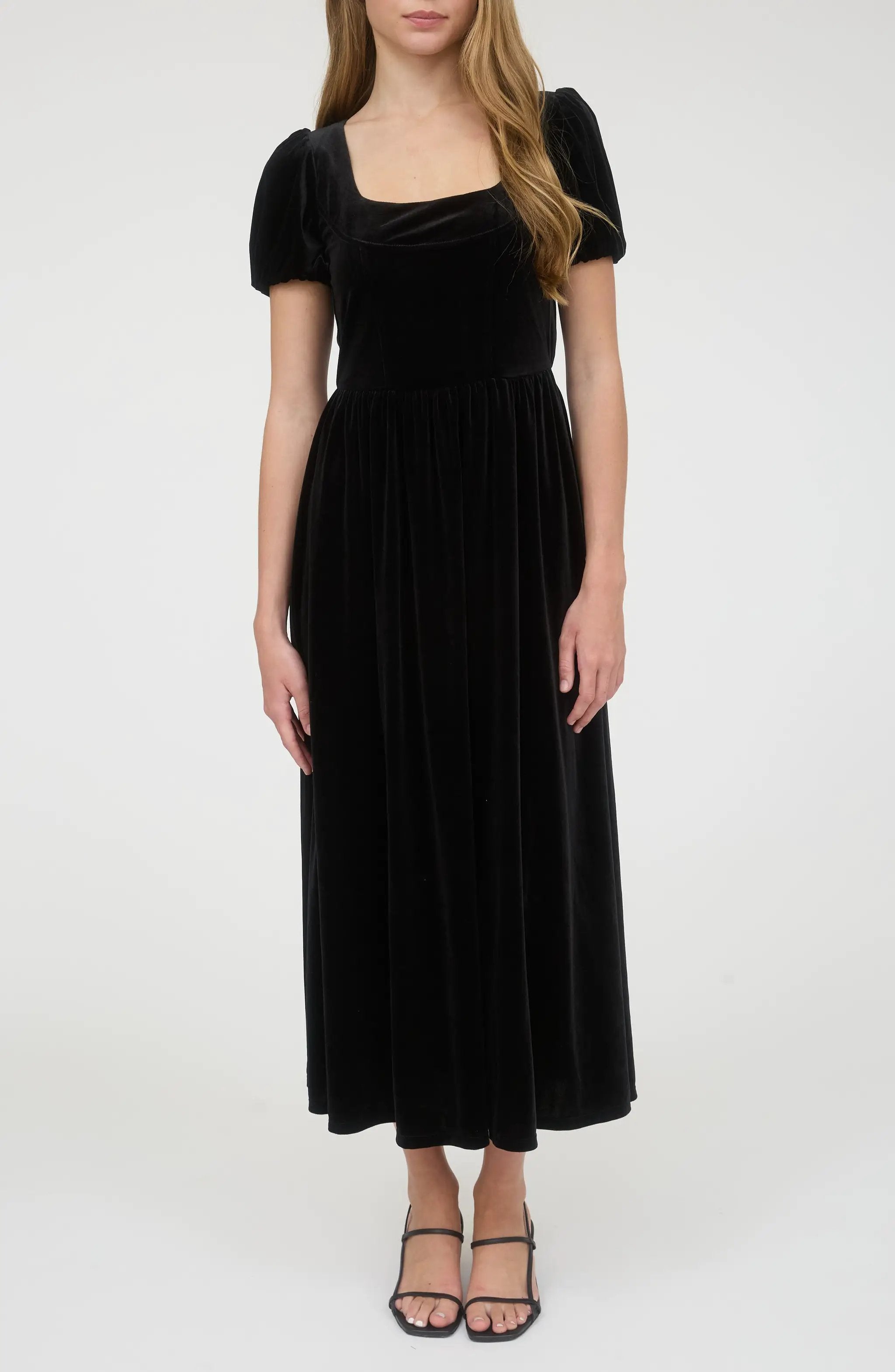 Vestido largo negro terciopelo by Yanet Collective