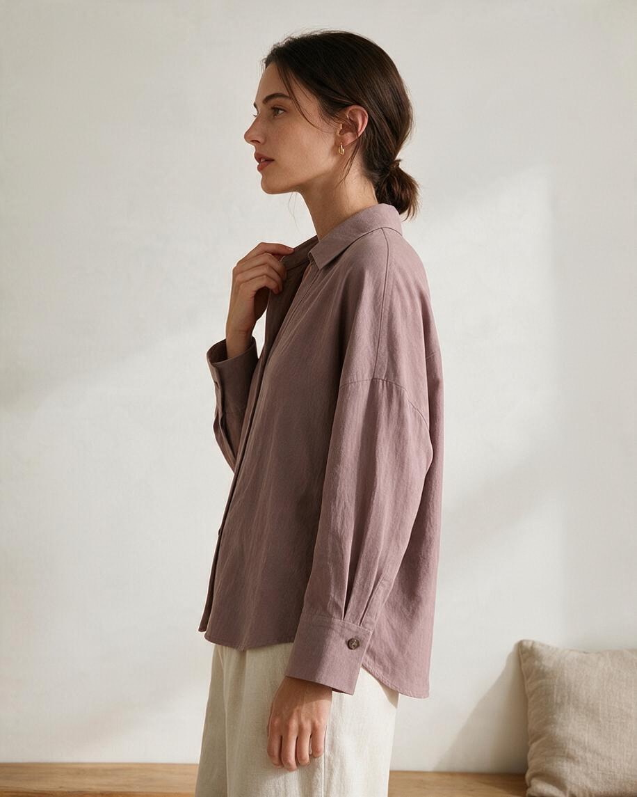 Blusa de Botones Texturizada en Tono Tierra - Estilo Boutique
