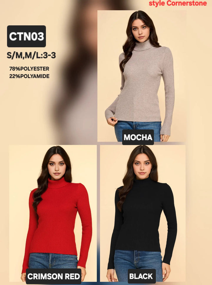 Suéter Cuello de Tortuga Mujer | Tejido Suave Manga Larga – Colores Mocha y Negro by Yanet Collective