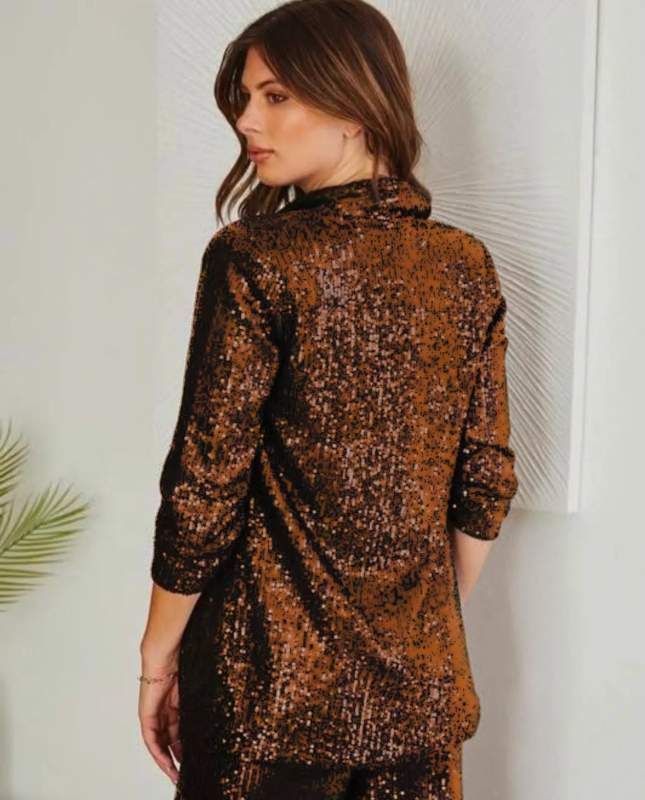 Blazer con Lentejuelas y Mangas 3/4 by Yanet Collection