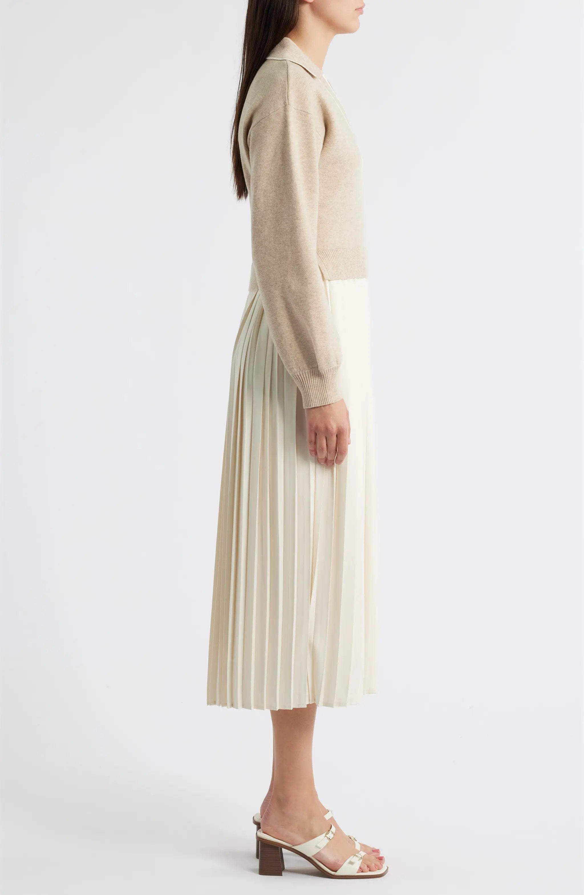 Vestido Maxi Manga Larga beige by Yanet Collective