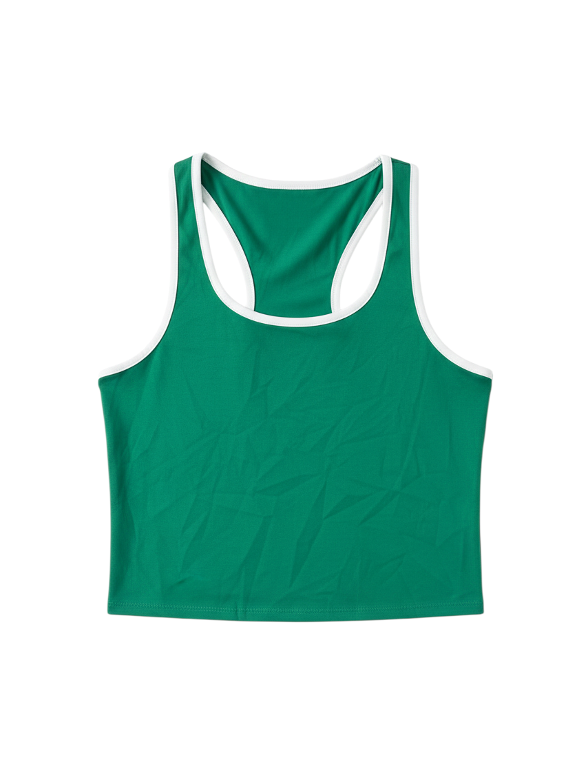 Top Sin Mangas Verde con Ribete en Contraste - Estilo Boutique