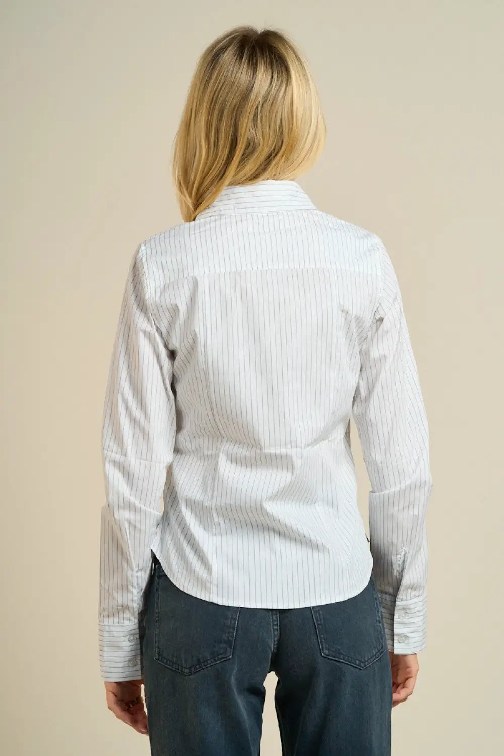 Camisa Blusa a Rayas Manga Larga Estilo Clásico Blanco by Yanet Collective