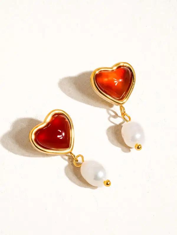 Marlon Red Arete Oro 18K Perla Exclusiva by Yanet Collective