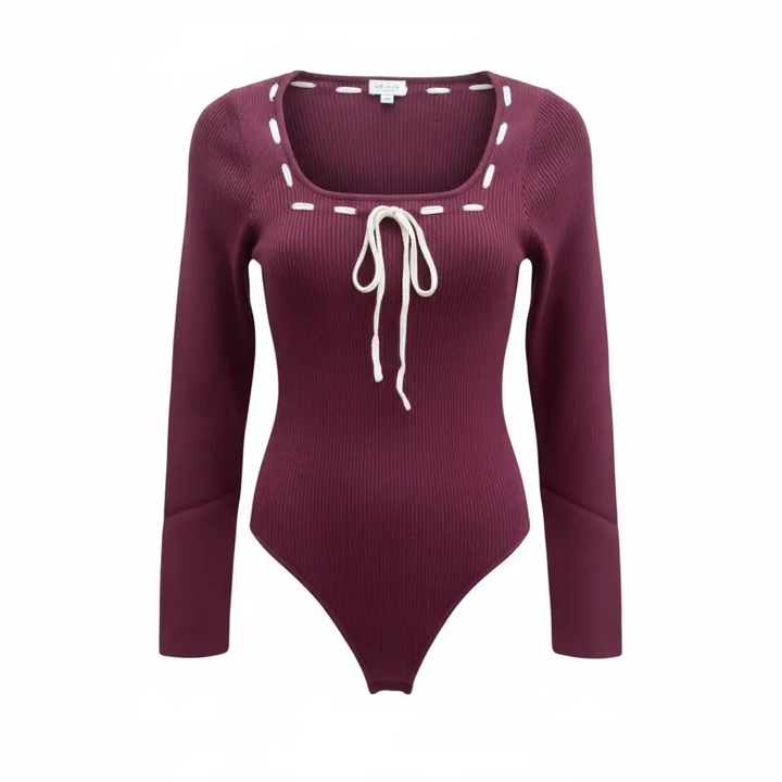 Suéter burgundy body con moño by Yanet Collective