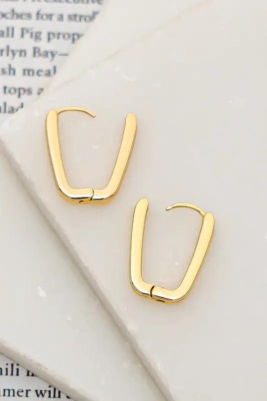 Pendientes Huggie de Bronce en Forma de U con Mecanismo de Bisagra by Yanet Collection