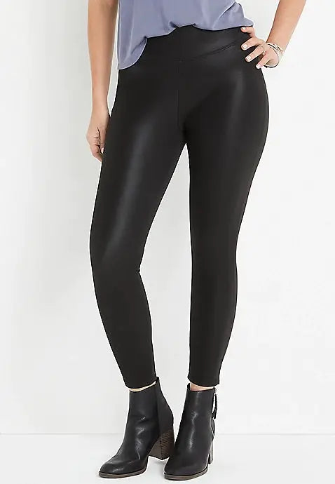Pantalón Leggings Negro Brilloso Entubado Skinny by Yanet Collective