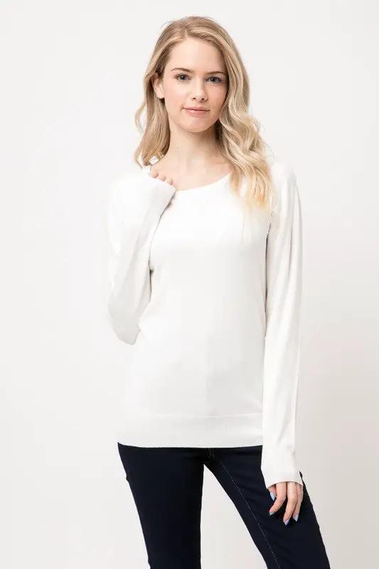 Suéter de Mujer Cielo Cuello Redondo Blanco Manga Larga by Cielo