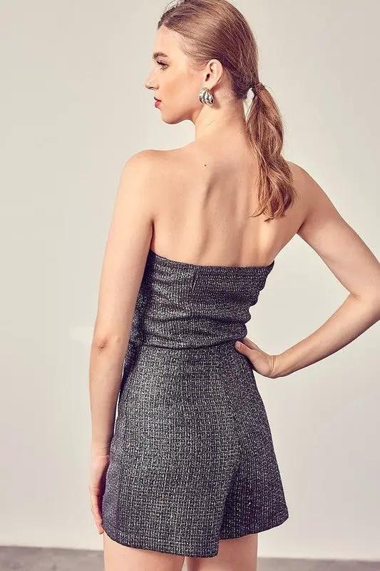 Top Tejido Texturizado Gris Metalico by Yanet Collection