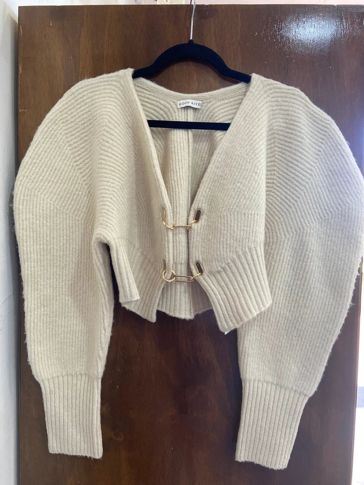 Yanet Collective Suéter Cardigan beige - Cárdigan