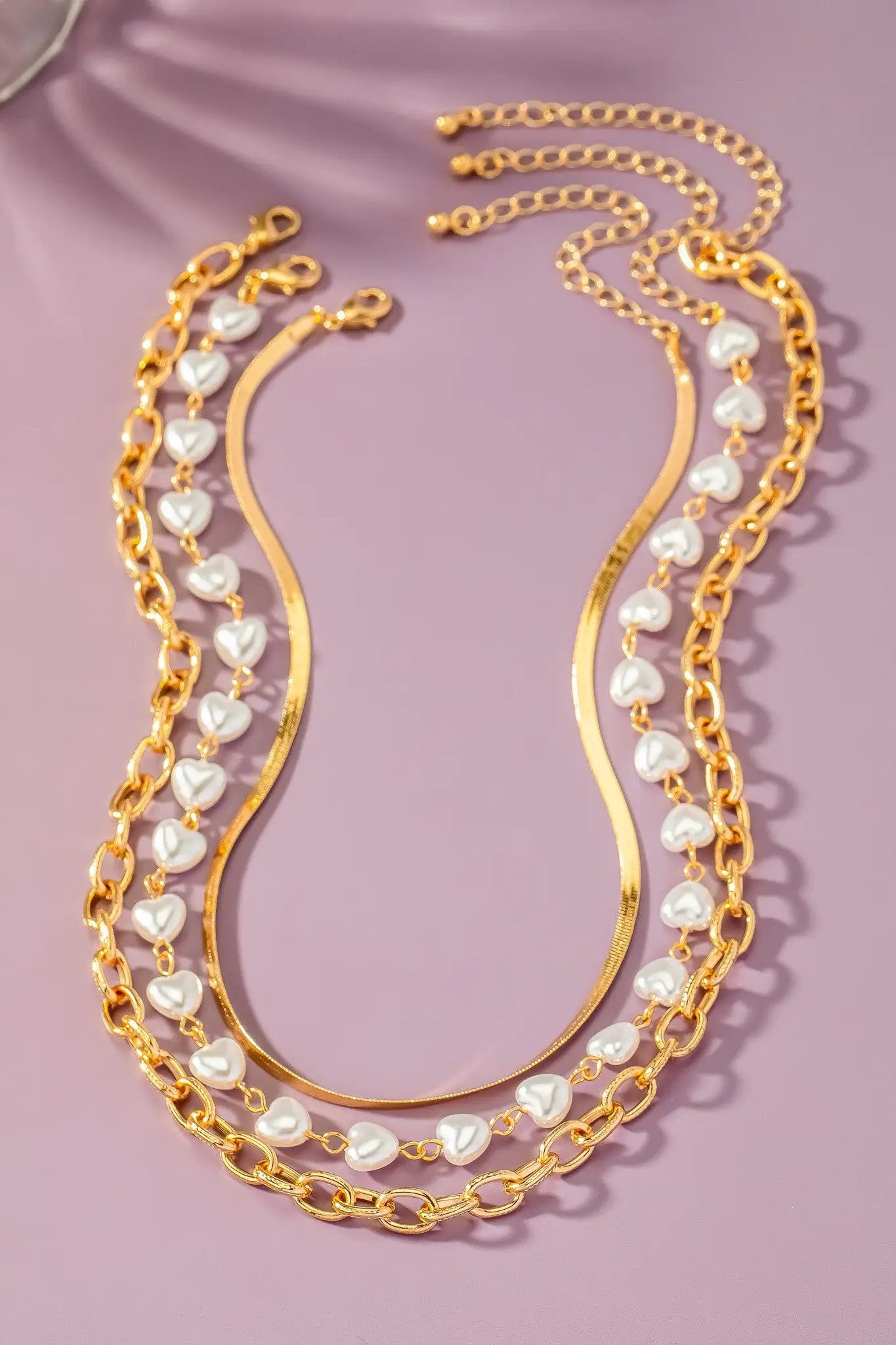 Trío de collares con perlas y cadenas mixtas by Yanet Collective