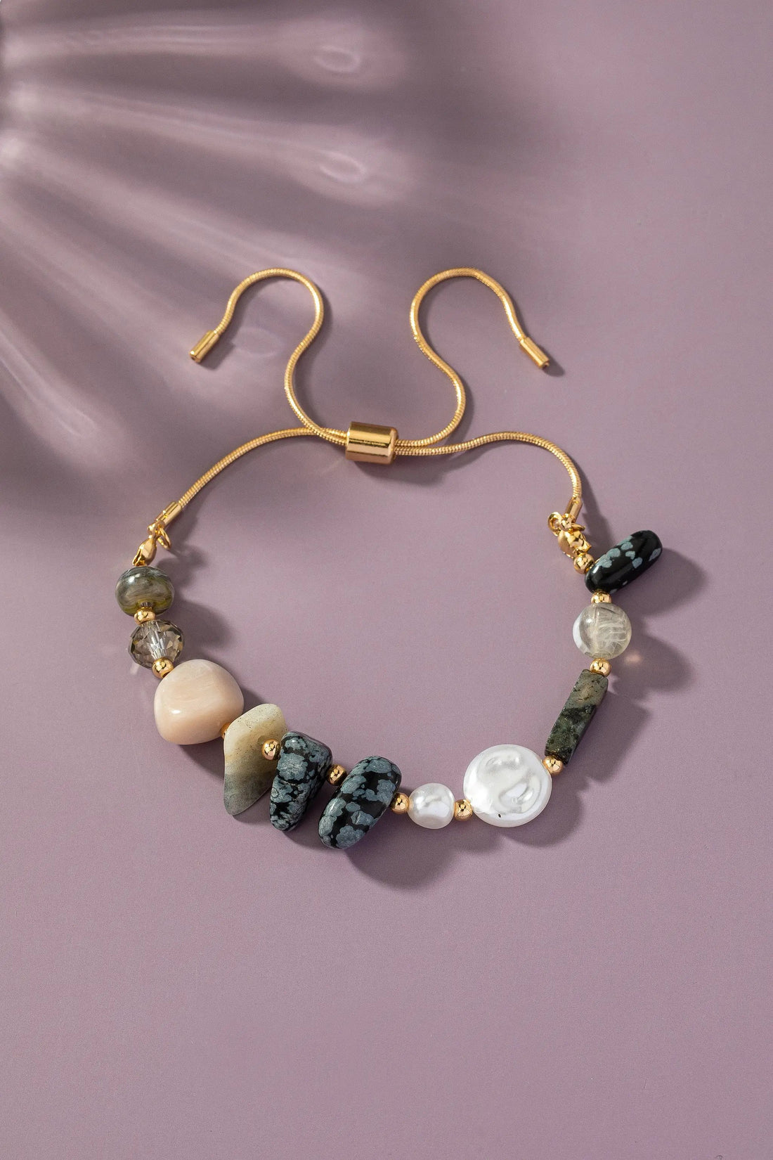 Pulsera de cadena de serpiente ajustable de ágata mixta by Yanet Collective