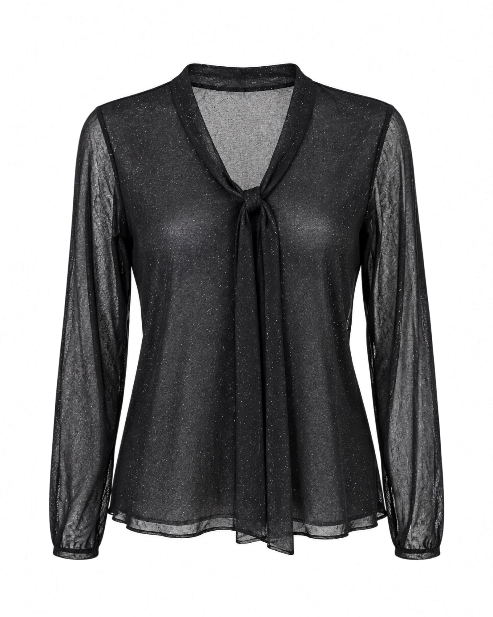 Blusa Negra Transparente con Lazos - Estilo Boutique