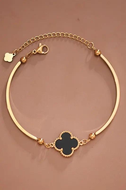 Pulsera Cadena Acero Inoxidable 18K Oro – Trébol, 7" + Extensor 2" by Yanet Collective