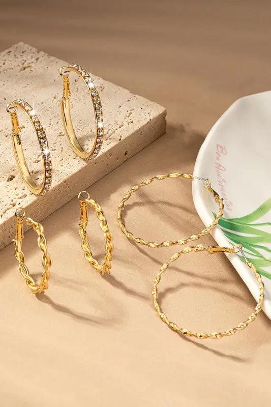 Juego de 3 Aros Arracadas de Aretes: Elegancia y Estilo by Yanet Collection