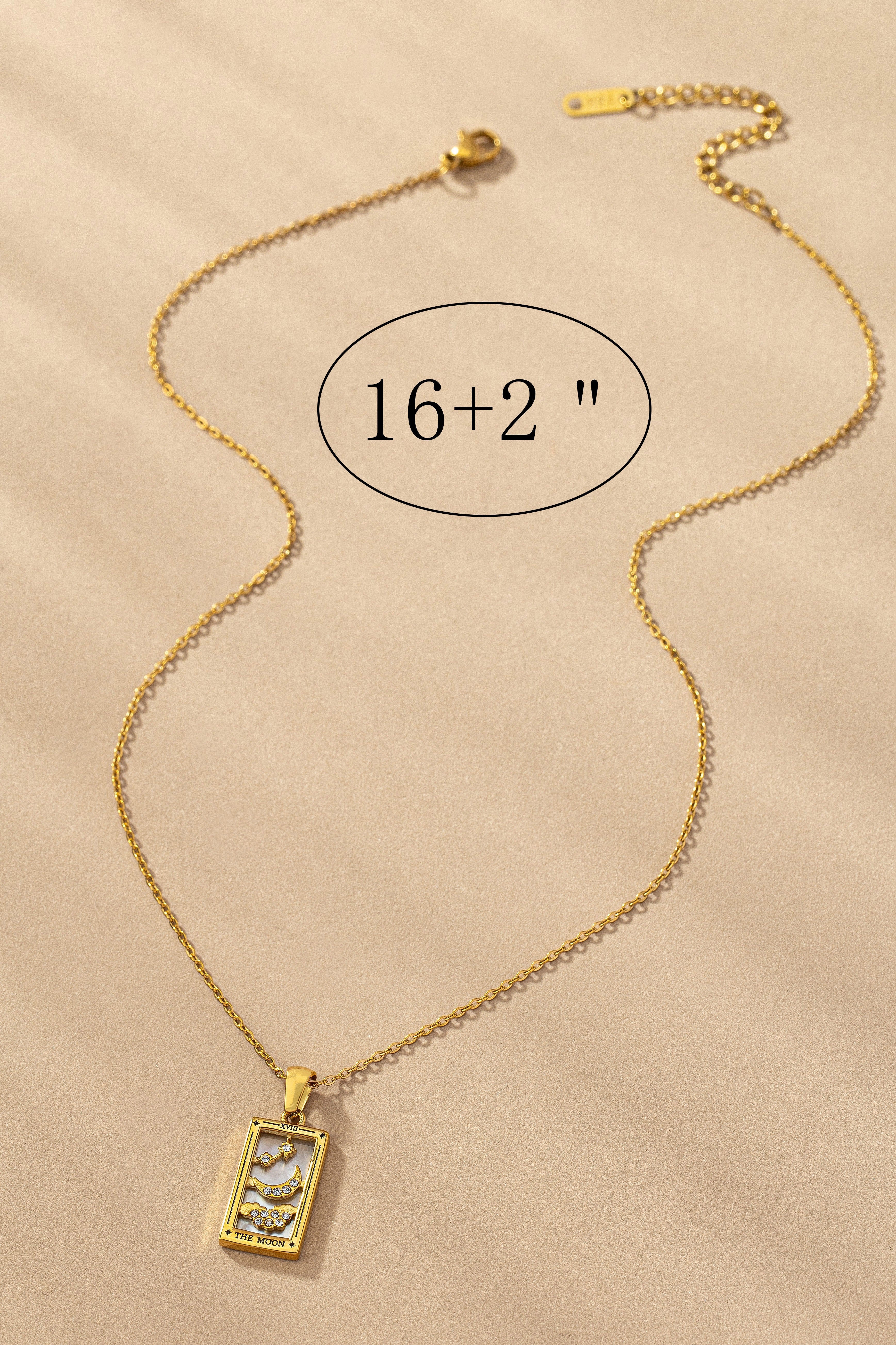 Collar Carta de Tarot con Piedra Natural y Rhinestones | Acero Inoxidable | Chapado PVD Resistente al Agua by LA3accessories