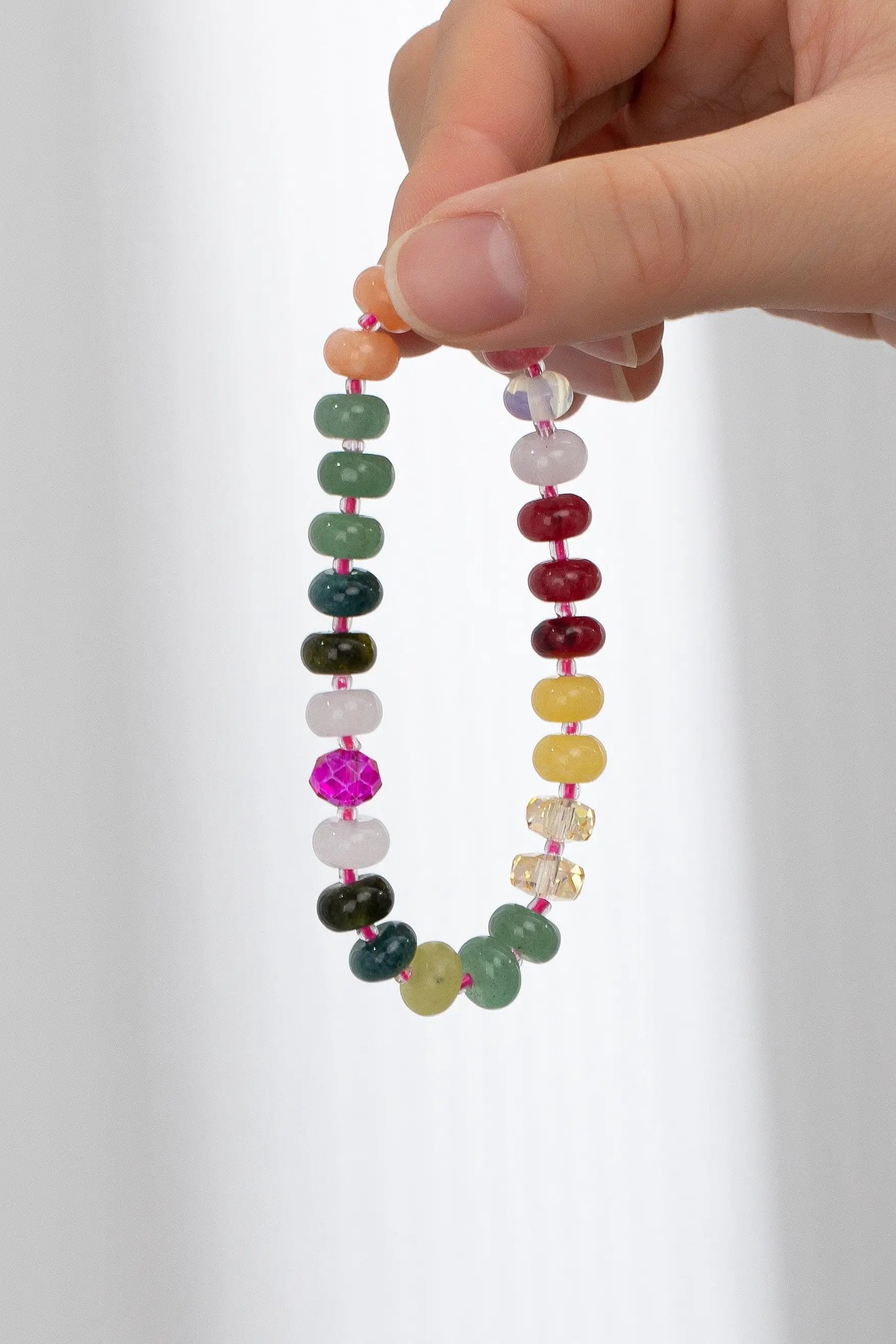 Pulsera Elástica de piedra de Ágata Natural Colorida by Yanet Collective