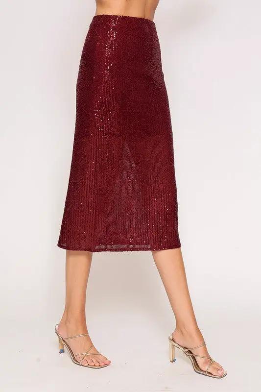 Falda Midi de Punto con Lentejuelas by Yanet Collection