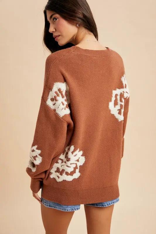 Suéter Tejido Mujer - Floral Intarsia - Corte Holgado by IN LOOM