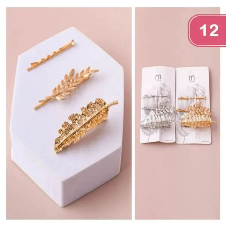 Set de pinzas para el cabello tipo hoja by Yanet Collective