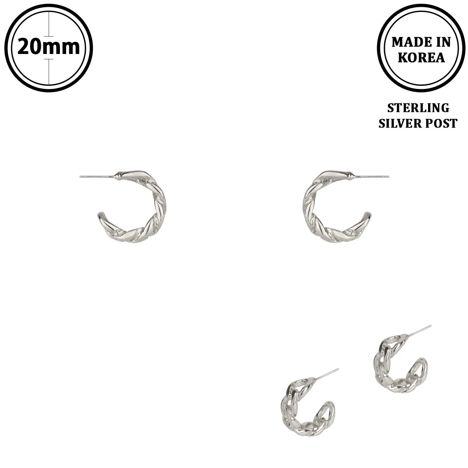Aretes Pendientes de Aro Trenzado en Plata de Ley by Joia Accessory