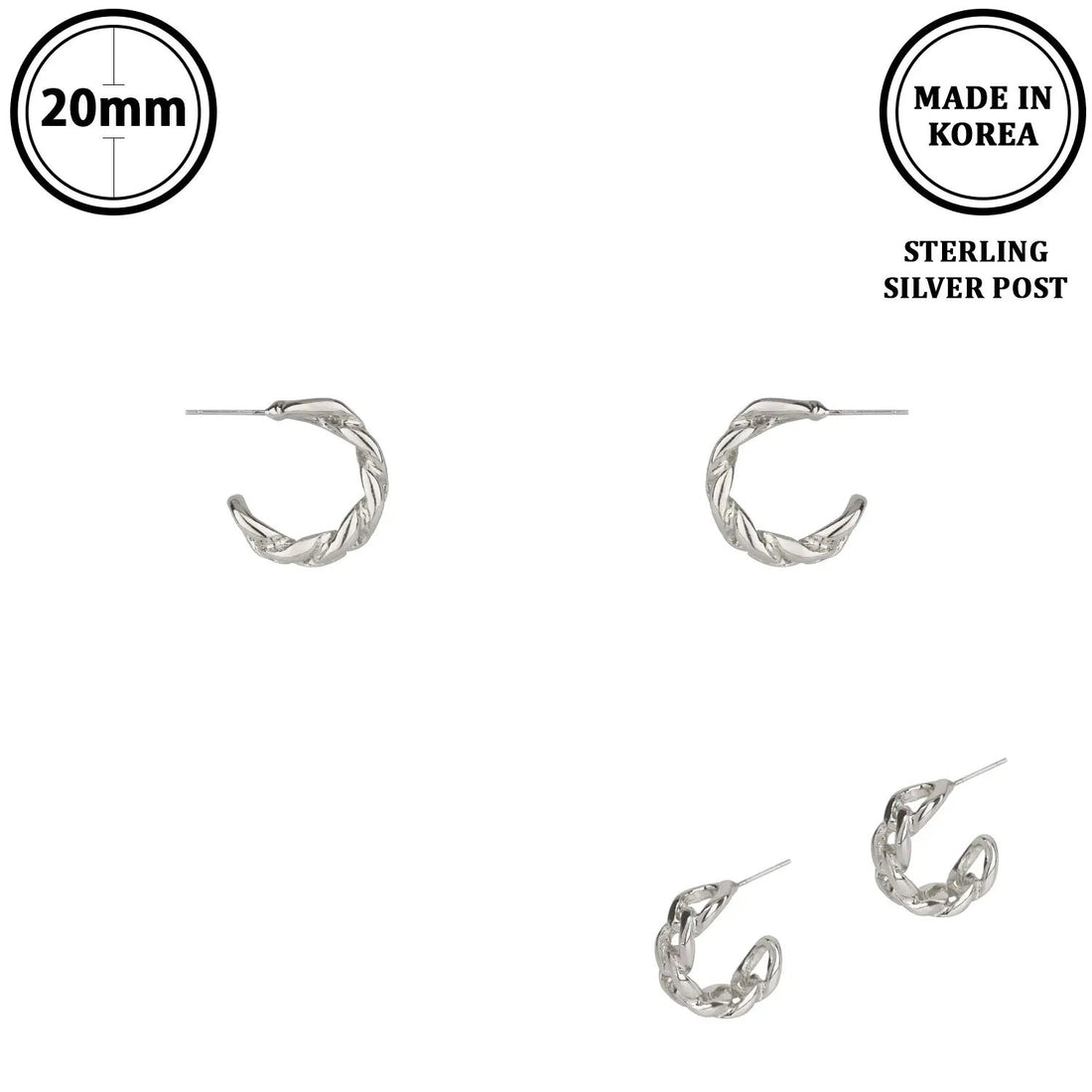 Aretes Pendientes de Aro Trenzado en Plata de Ley by Joia Accessory
