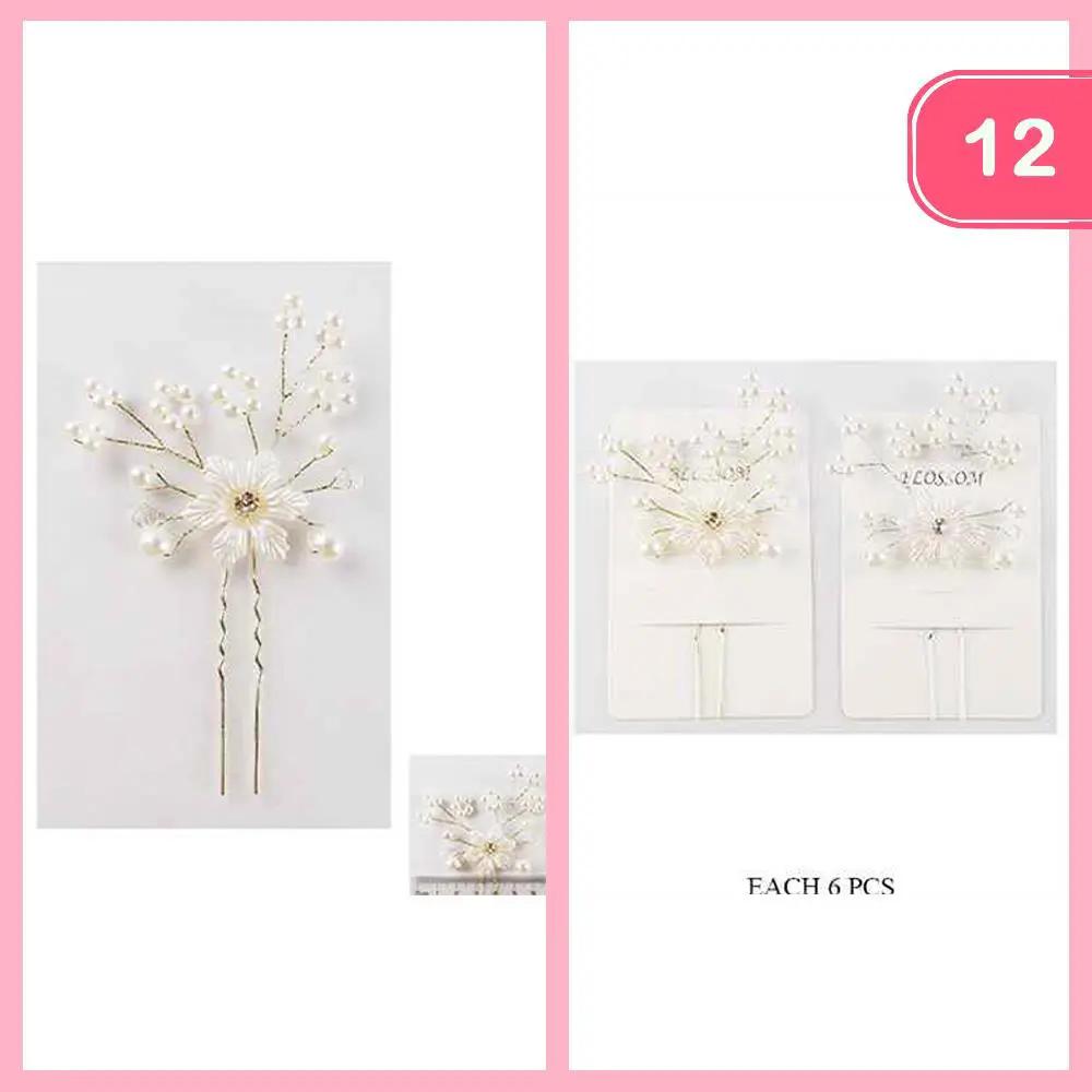 Horquilla de Pelo con Perla y Flor - Pack de 12 Unidades by Joia Accessory