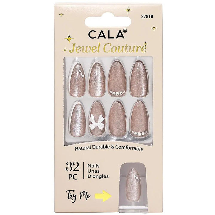 Uñas postizas CALA Jewel Couture nude con gemas – 32 piezas by CALA