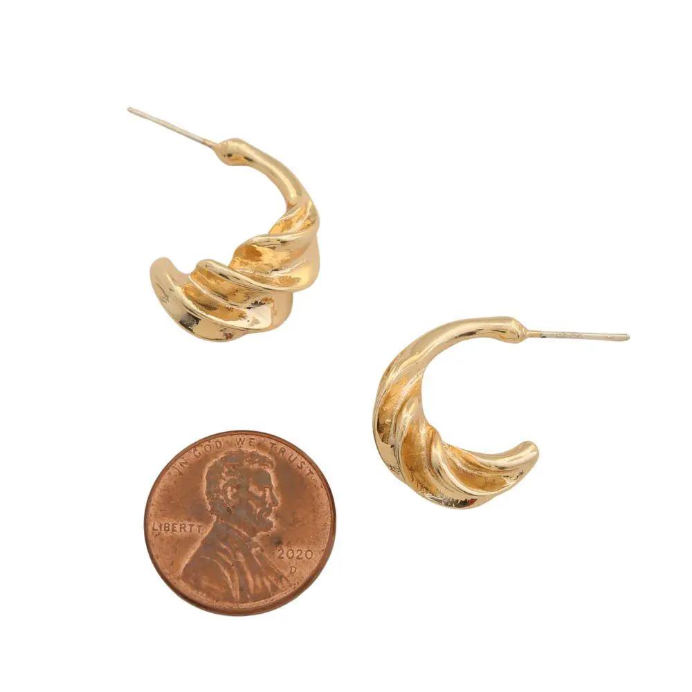 Twisted Open Oval 18K Gold Dipped Earring by Joia Accessory