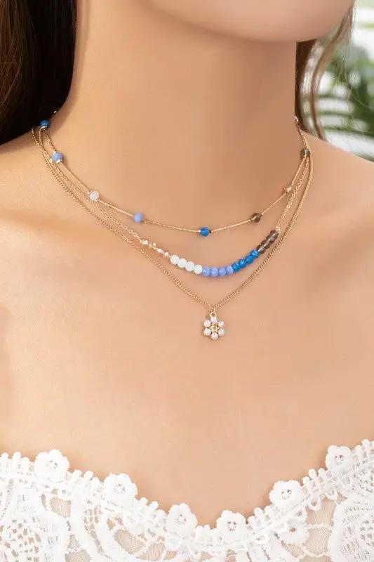 Collar Floral de Cuentas de Cristal Impermeable de 3 Filas: Elegancia y Estilo Duraderos by Yanet Collective