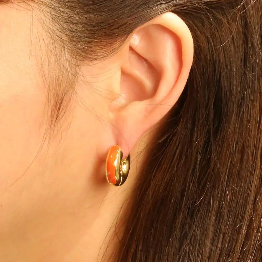 14K Gold Dipped Chunky Huggie Earrings by Joia Accessory