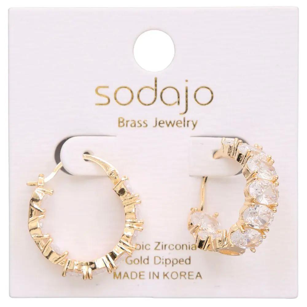 Arracadas de Oro de 18k Sodajo Cz - Elegantes y Brillantes by Sodajo