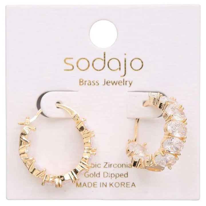 Arracadas de Oro de 18k Sodajo Cz - Elegantes y Brillantes by Sodajo