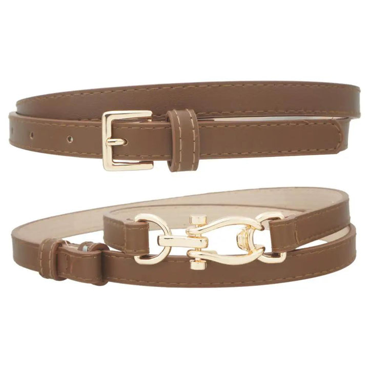 Double Duty Harness/Square Buckle Duo Skinny Belt by Joia Accessory