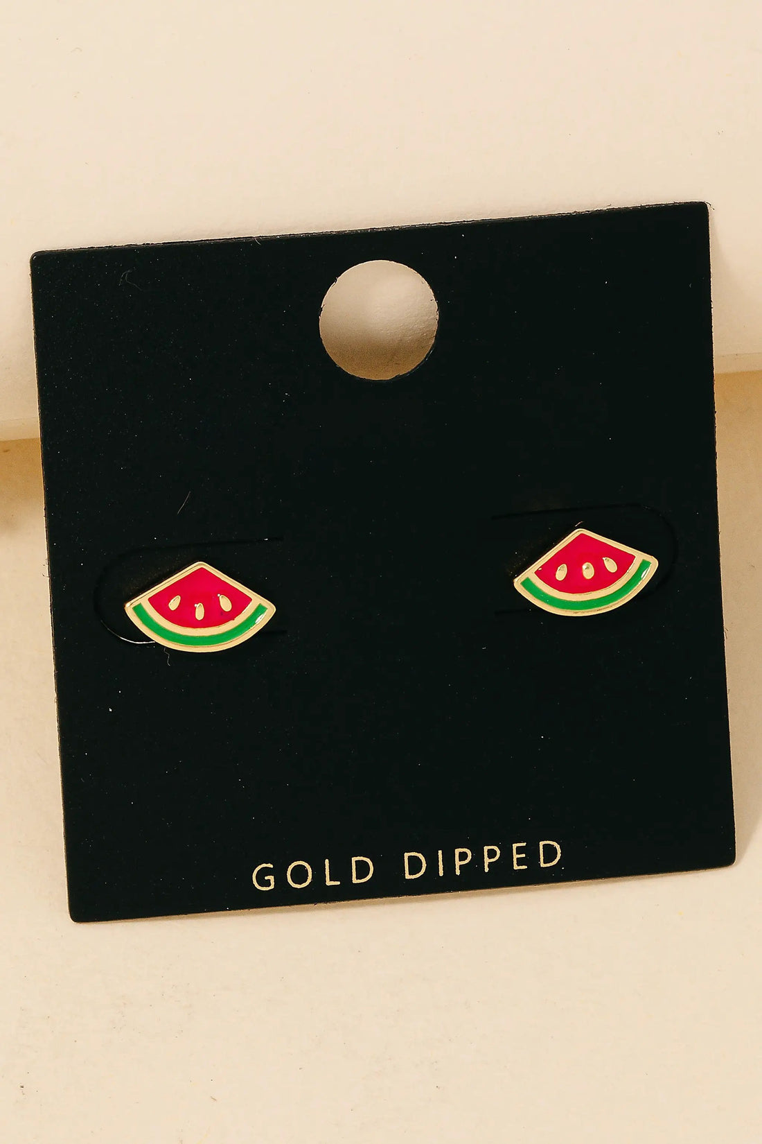 Pendientes de Botón de Sandía con Baño de Oro y Resina Epoxi - Elegancia Frutal by Yanet Collective