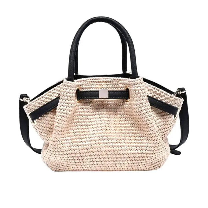 Bolsa Crossbody de Paja Tejida con Herrajes Dorados | Estilo Boho Chic Mujer by joiaaccessory.com