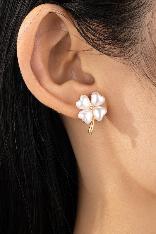 Clover Heart Stud Earrings by LA3accessories