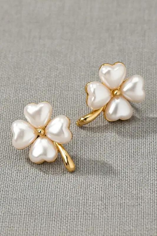 Clover Heart Stud Earrings by LA3accessories