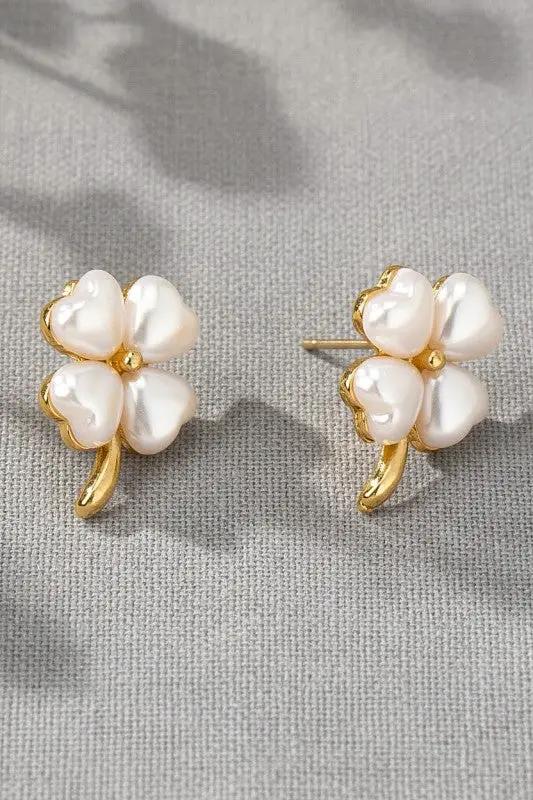 Clover Heart Stud Earrings by LA3accessories
