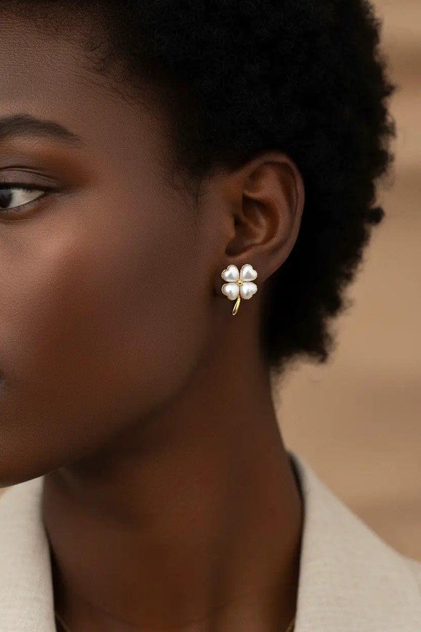 Clover Heart Stud Earrings by LA3accessories