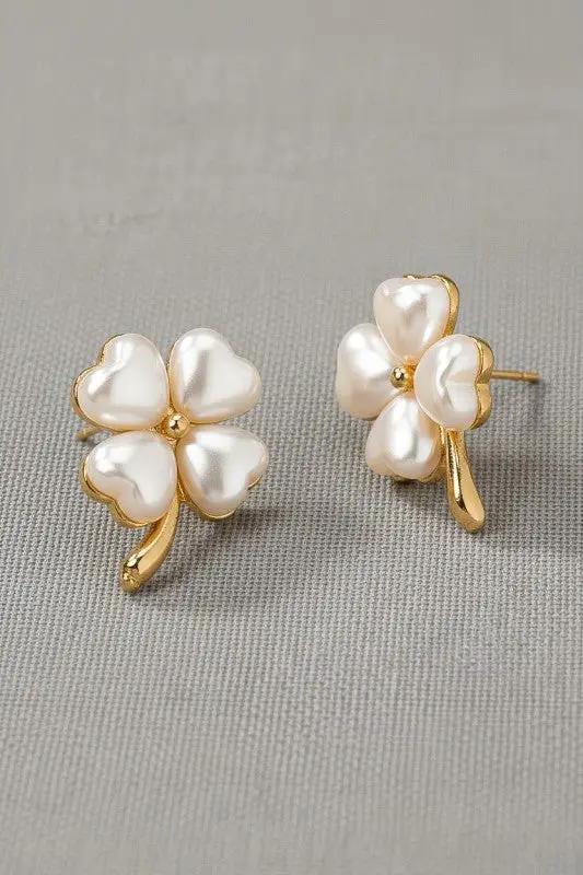 Clover Heart Stud Earrings by LA3accessories