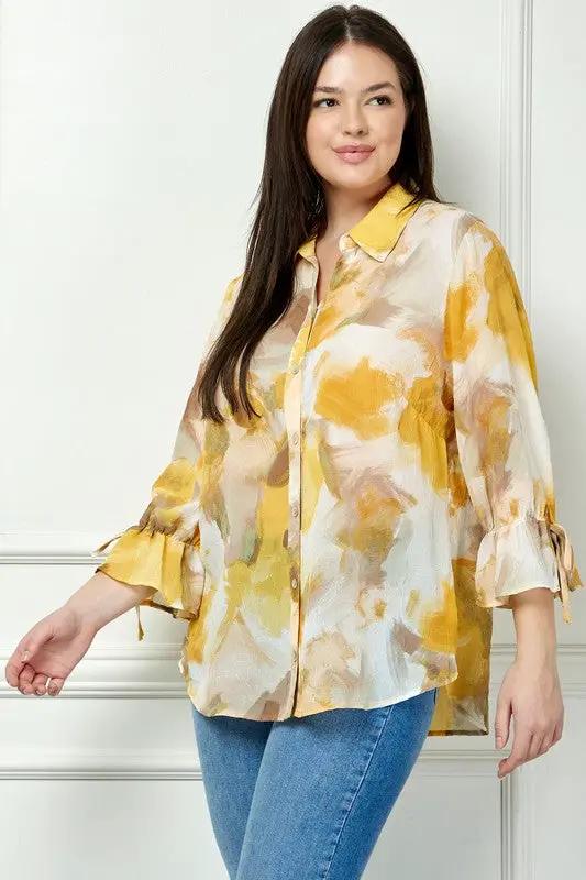 Blusa de Cuello Johnny con Manga Larga de Lazo by Yanet Collective