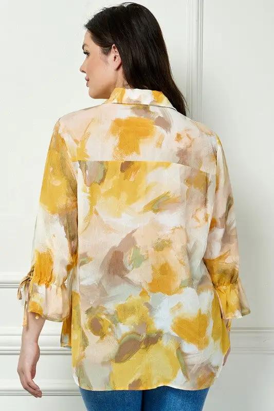 Blusa de Cuello Johnny con Manga Larga de Lazo by Yanet Collective