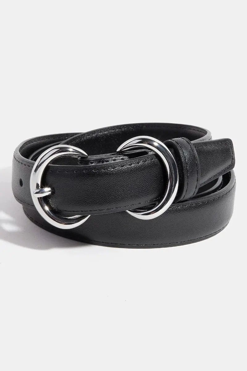 Double Ring Leather Belt by Fame Accessories