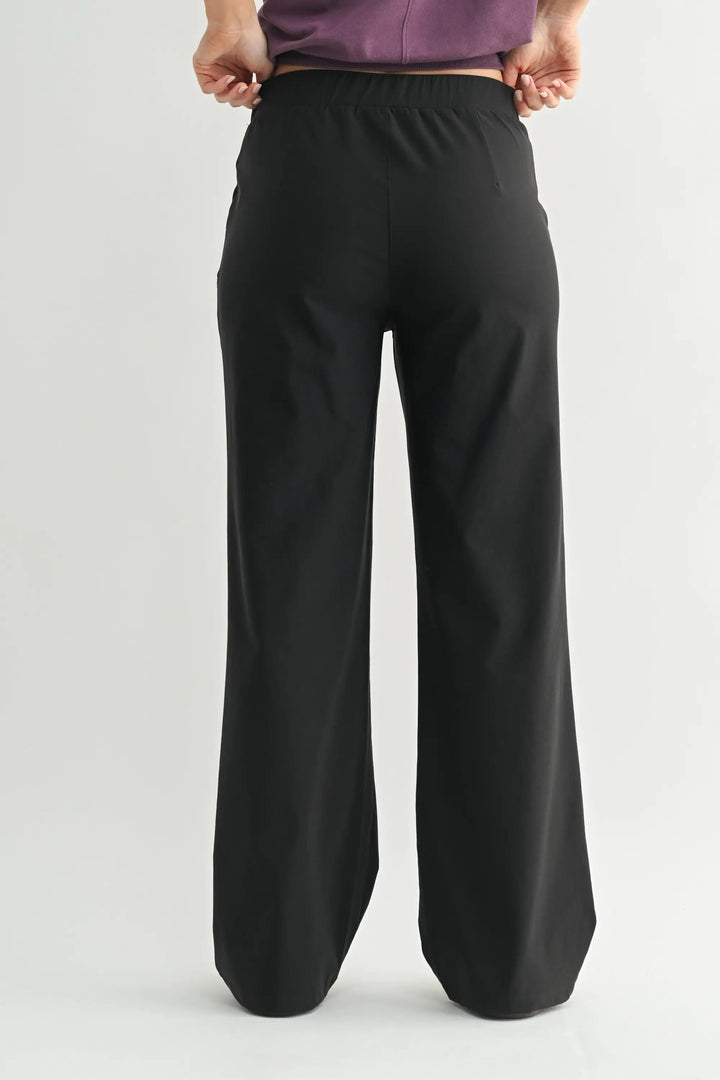 Pantalón Negro Mujer Pierna Ancha Transpirable Fresco | Oficina Casual Chic by Yanet Collective