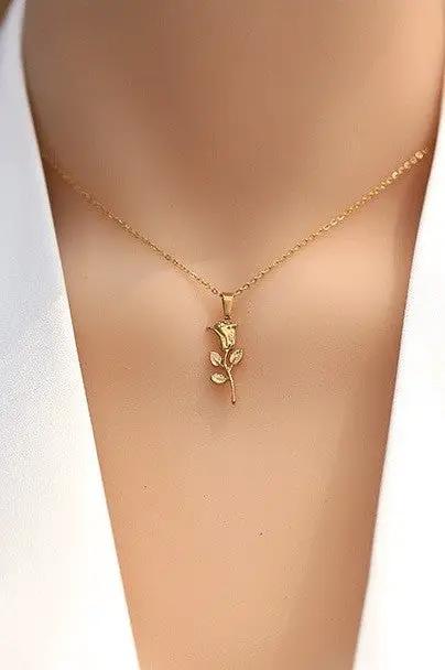 Collar Dama Acero Inoxidable 18k Oro Rosa Flor Amor Lujo by JOSSLYN by Wall to Wall