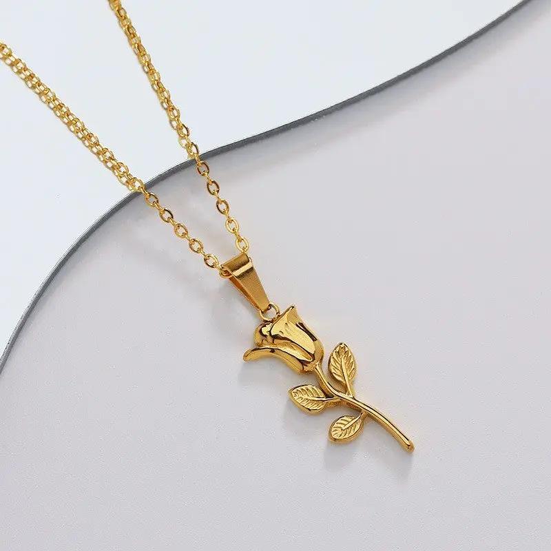 Collar Dama Acero Inoxidable 18k Oro Rosa Flor Amor Lujo by JOSSLYN by Wall to Wall
