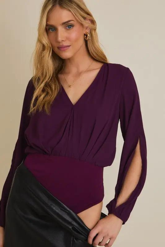 Blusa Body de Dama Elegante Morado Manga Larga by Gilli