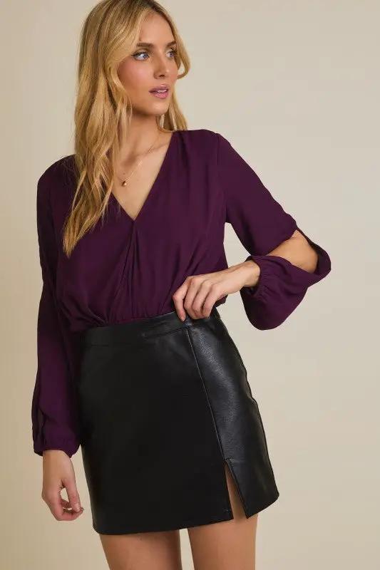 Blusa Body de Dama Elegante Morado Manga Larga by Gilli