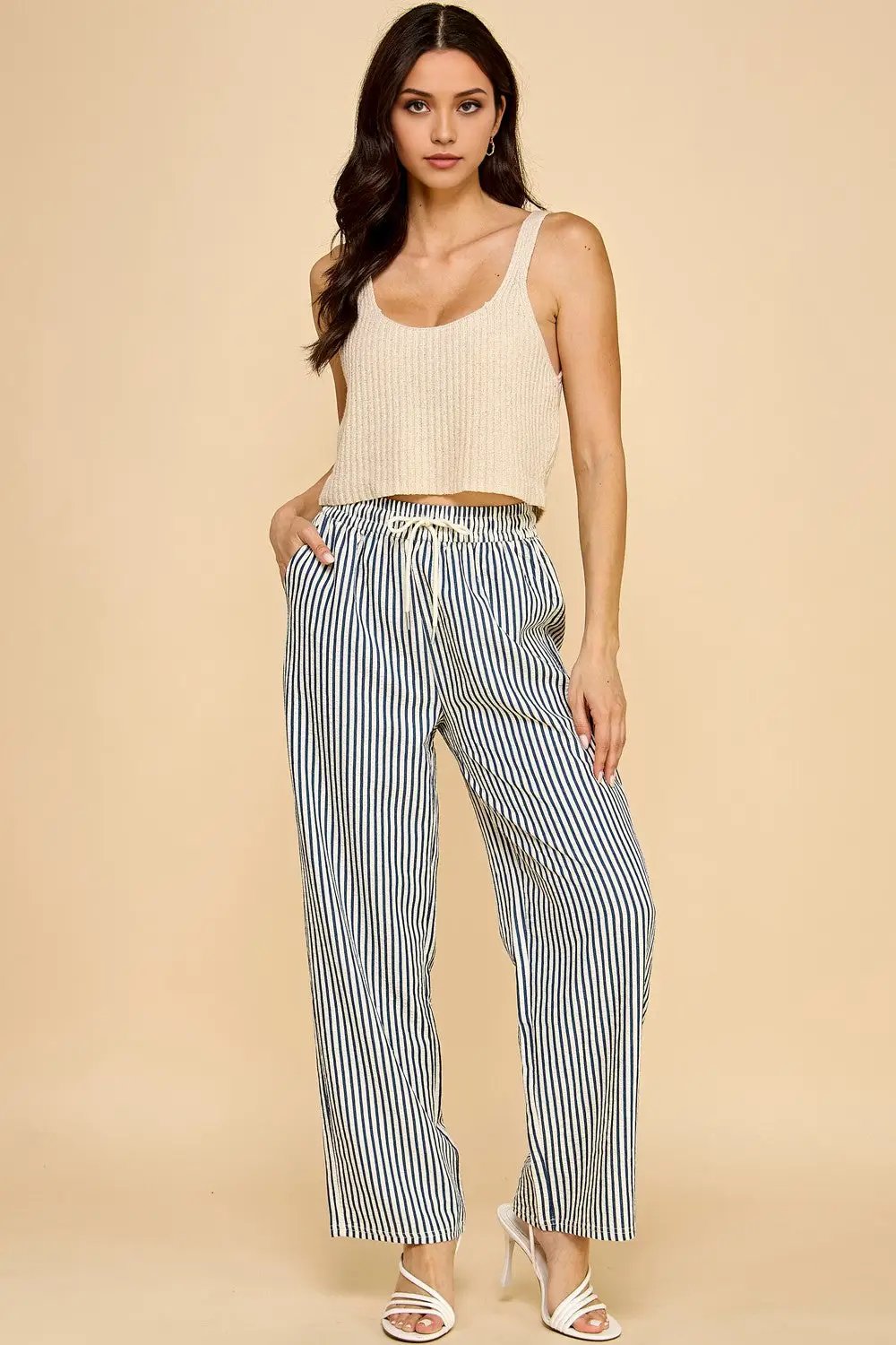 NEW MIX by TU / TRENDY U Pantalones de Pierna Recta con Rayas para Mujer - Pants